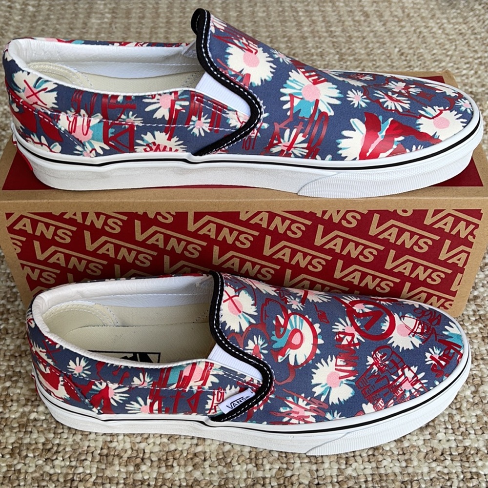 Vans Classic Slip On Vans Crew Floral/Red Men’s - Picture 3 of 16